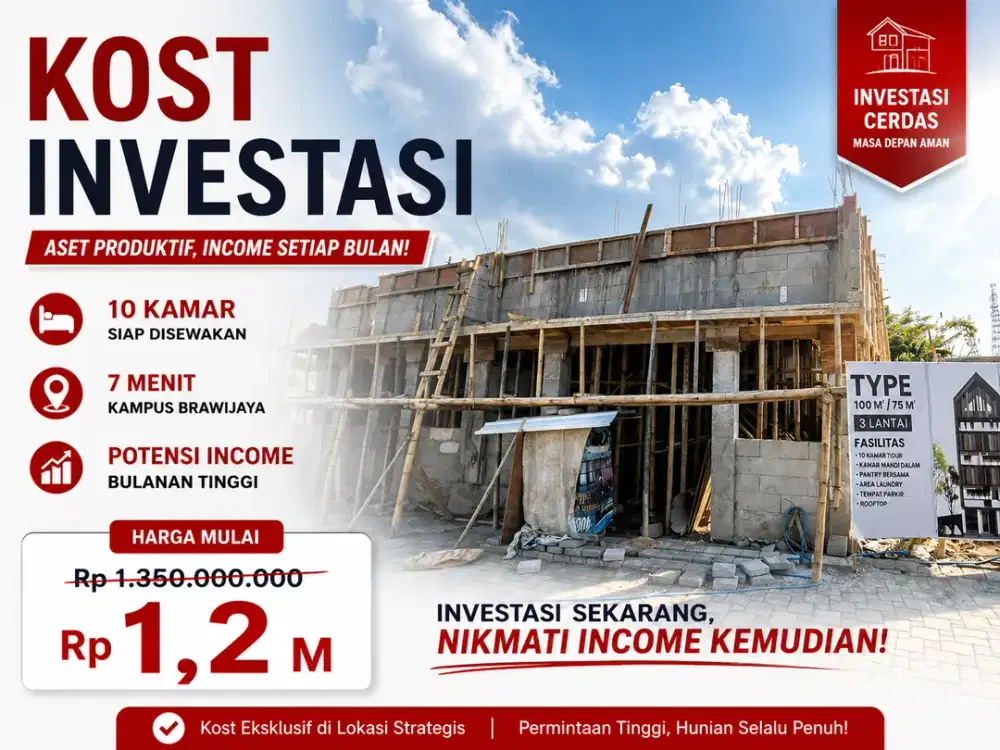Dijual Kost Full Furnished Dinoyo Malang Dekat Kampus UIN