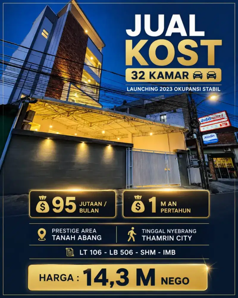 JUAL KOST KOSAN AREA TANAH ABANG DEKAT THAMRIN CITY JAKARTA PUSAT