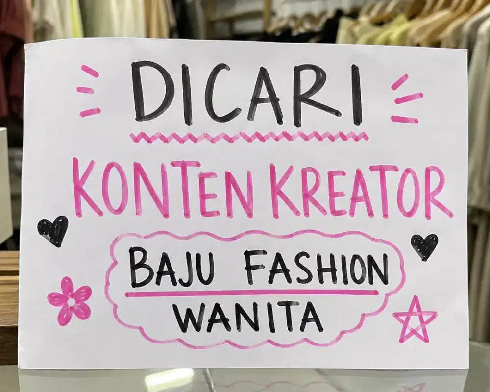 Dicari freelance konten kreator tiktok kategori baju fashion wanita