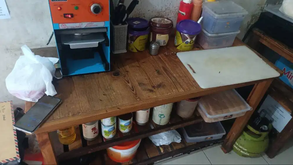 Meja Kayu Serbaguna Bekas | Kokoh | Siap Pakai | Meja Kerja & Display