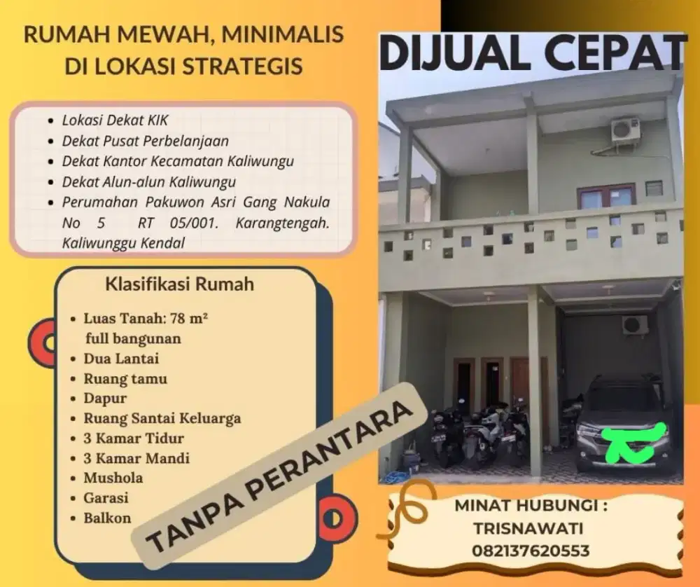 Rumah 2 lantai lokasi strategis