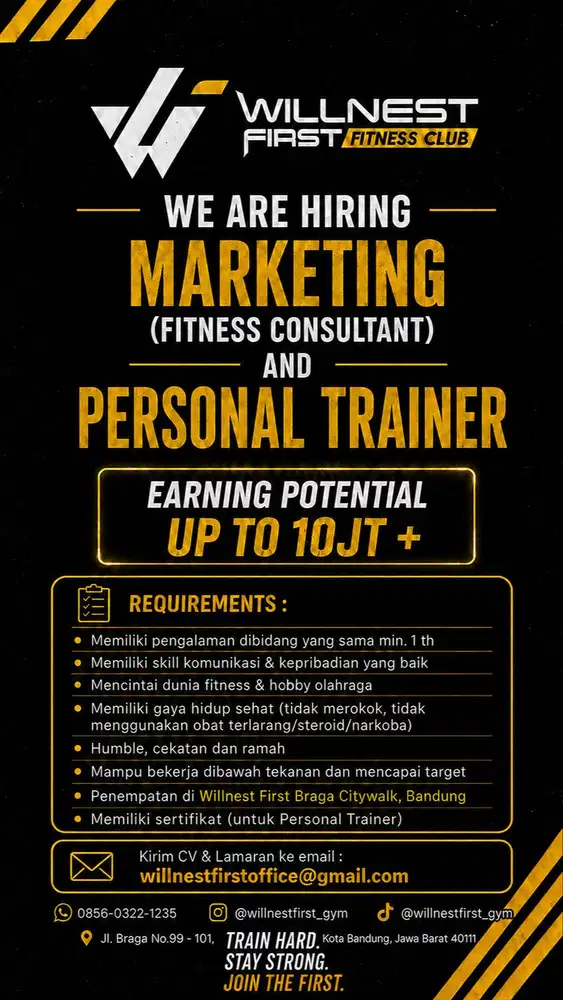 Lowongan Kerja PT dan Marketing GYM