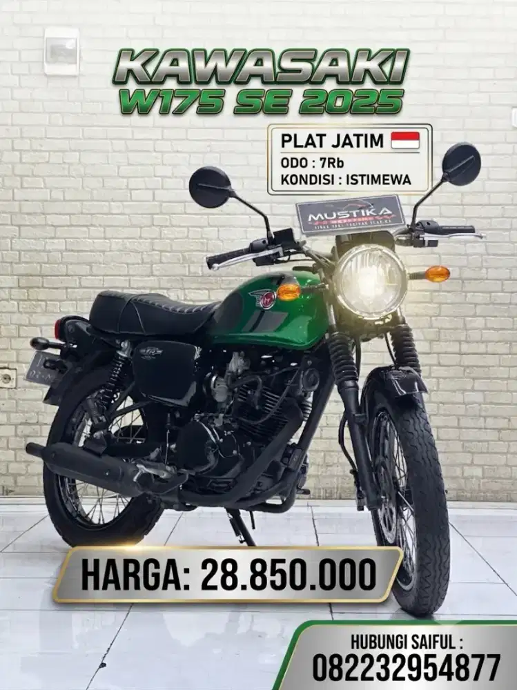 Odo 7rb Istimewa!!Kawasaki W175 SE 2025 Plat Jatim Mulus-Mustika