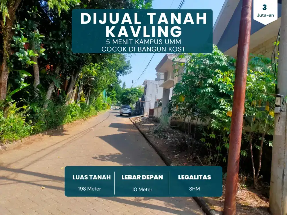 Cocok Dibangun Rukost SHM Split 5 Menit Kampus UMM Malang Akses 2 Mobil