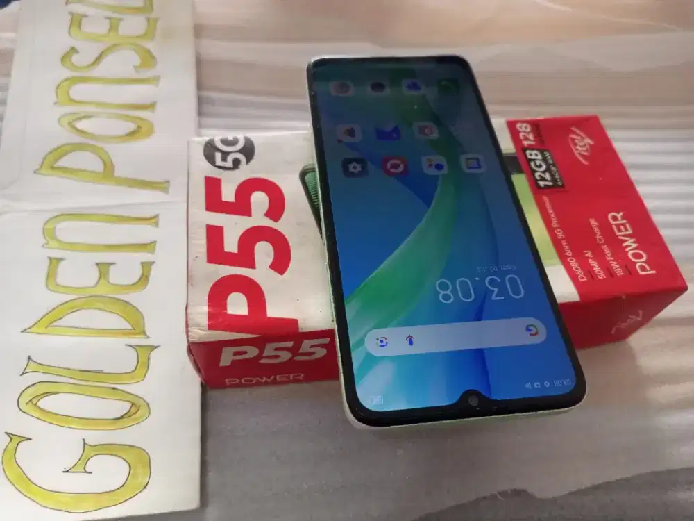 P55 5G(itel)Ram6+4Gb/128Gb.Komplit.Golden Ponsel