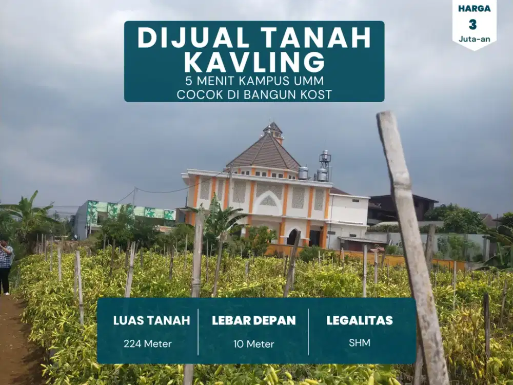 Tanah Malang SHM Akses 2 Mobil Cocok Dibangun Kost