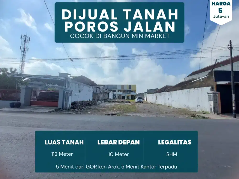 Harga Tanah Malang Cocok Dibangun Minimarket 5 Menit SMAN 6 Malang SHM Split