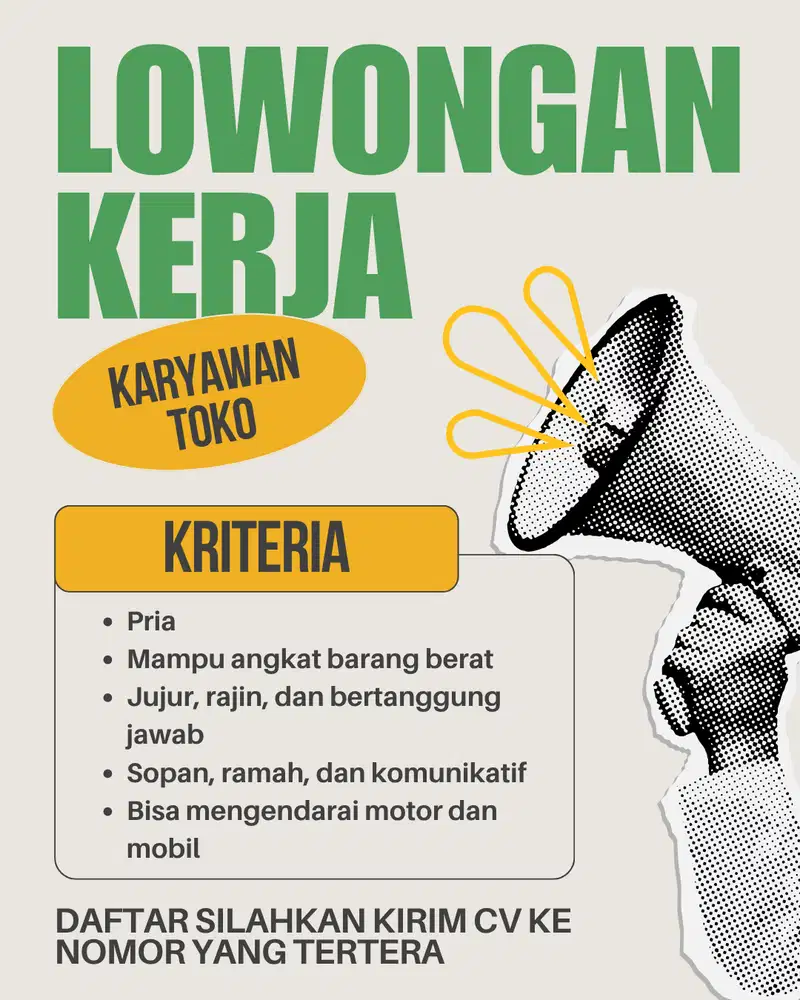 Lowongan Kerja Karyawan Toko Pegawai Toko Domisili Palembang
