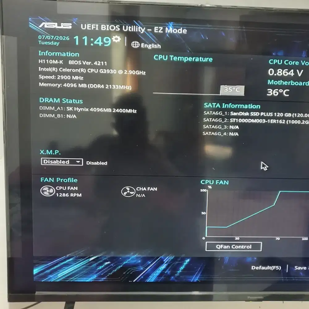 PC. Asus H110-K Intel Celeron G3930 2,90Ghz normal
