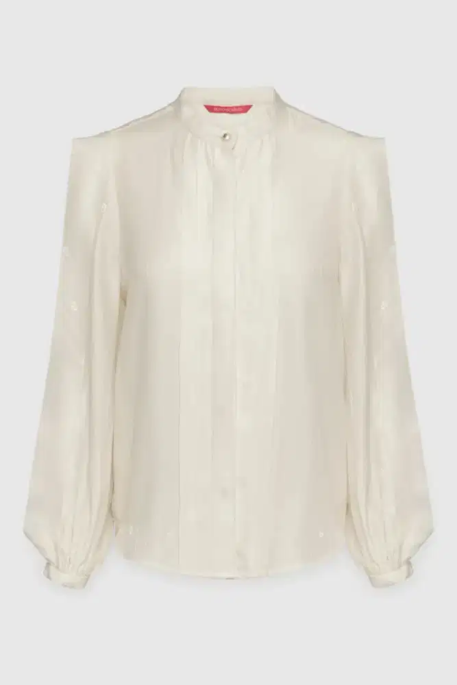 Louisa Pleated Shirt - Ivory By Buttonscarves