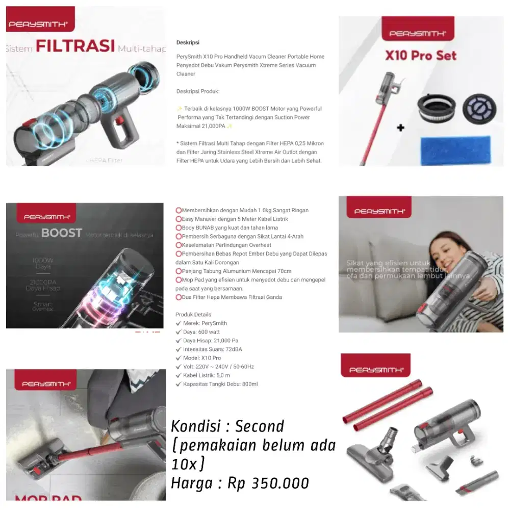 Dijual vakum Perysmith X10 Pro Set Second,kondisi bagus