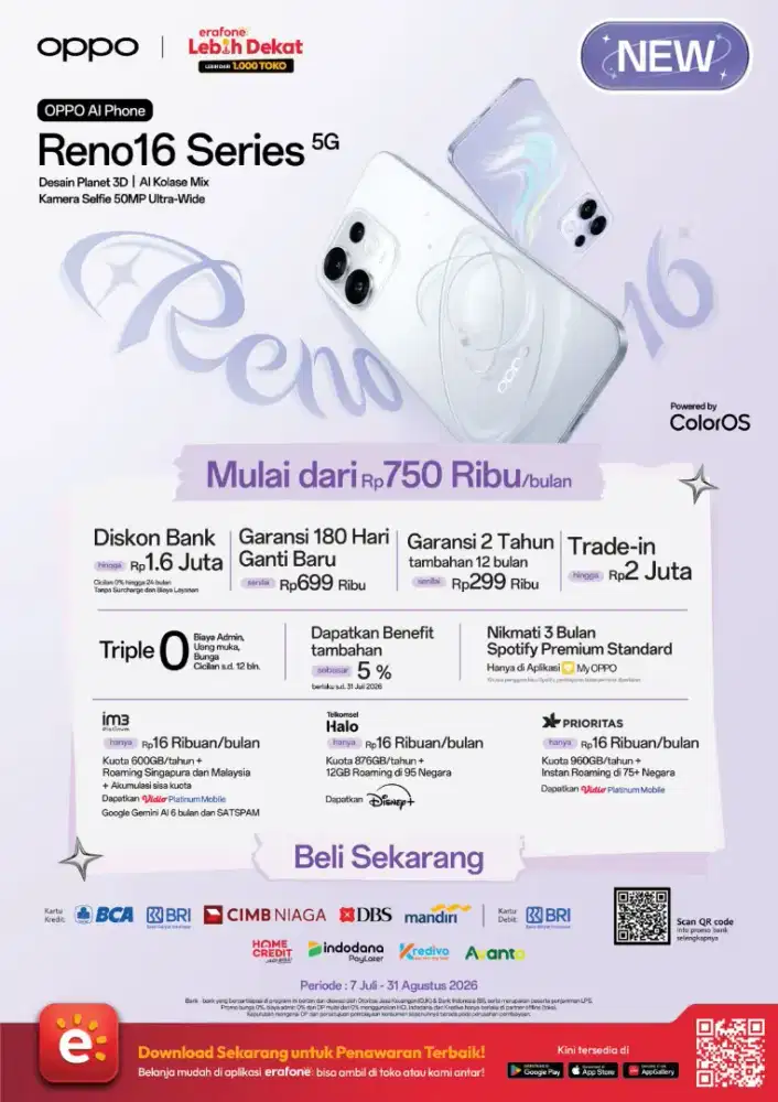 PO OPPO RENO 16F | NEW BERGARANSI RESMI