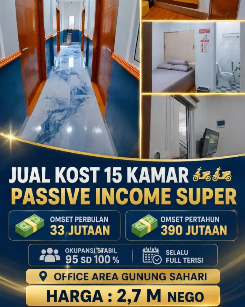 JUAL KOST KOSAN OFFICE AREA GUNUNG SAHARI SAWAH BESAR JAKARTA PUSAT