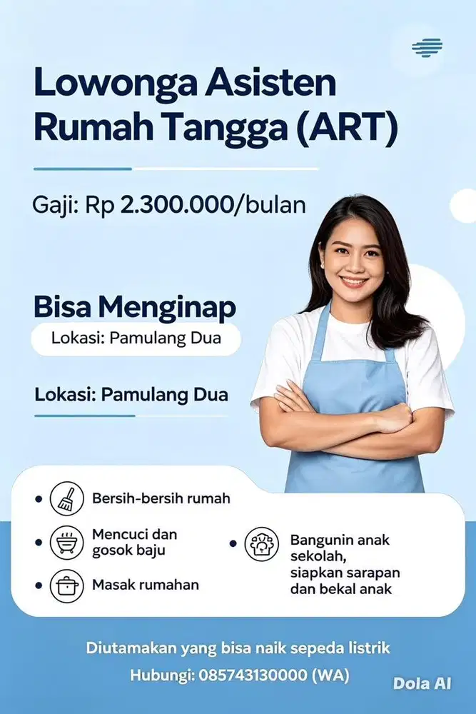 dibuka loker ART menginap