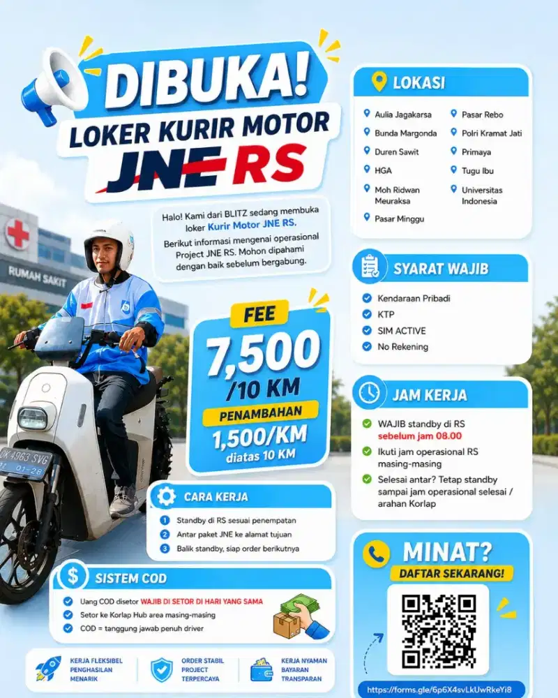 DIBUTUHKAN KURIR PROJECT JNE RS BY BLITZ