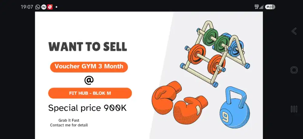Jual murah voucher Gym 3 bulan fit hub Blok M