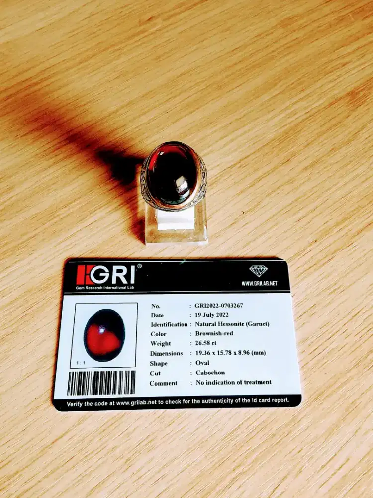 Natural Garnet Sertifikat GRI
