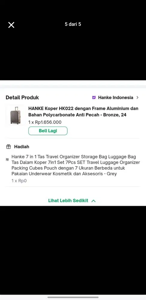 Koper hankee ukuran 24 inc