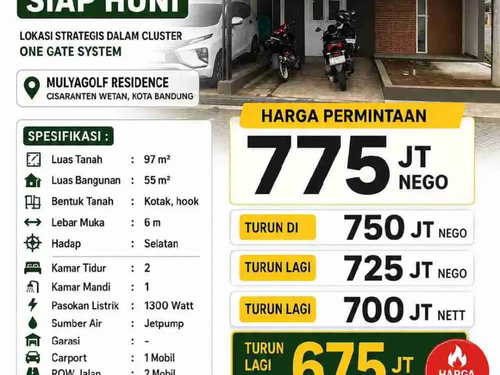 Rumah Siap Huni di Cluster Mulya golf Residence Cisaranten Wetan Bandung