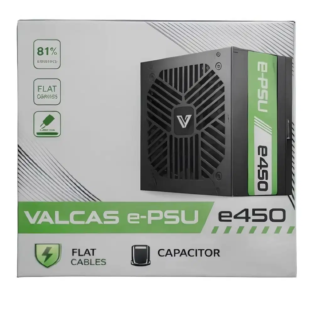 Valcas e-PSU e450 450W Silent Fan Flat Cable PSU Power Supply