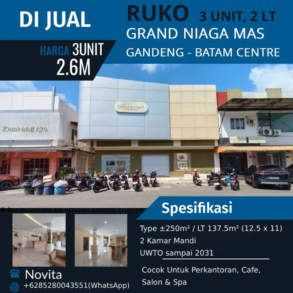 3 Unit Ruko 2 Lantai Siap Pakai (Gandeng) Grand Niaga Mas Batam Centre