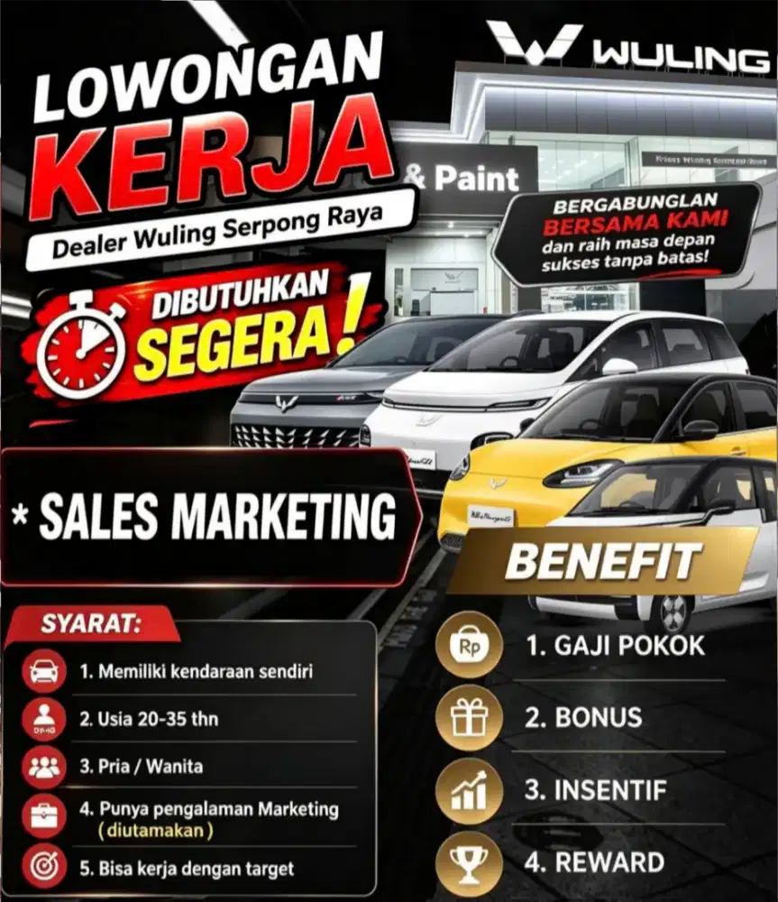 DIBUTUHKAN SEGERA SALES WULING