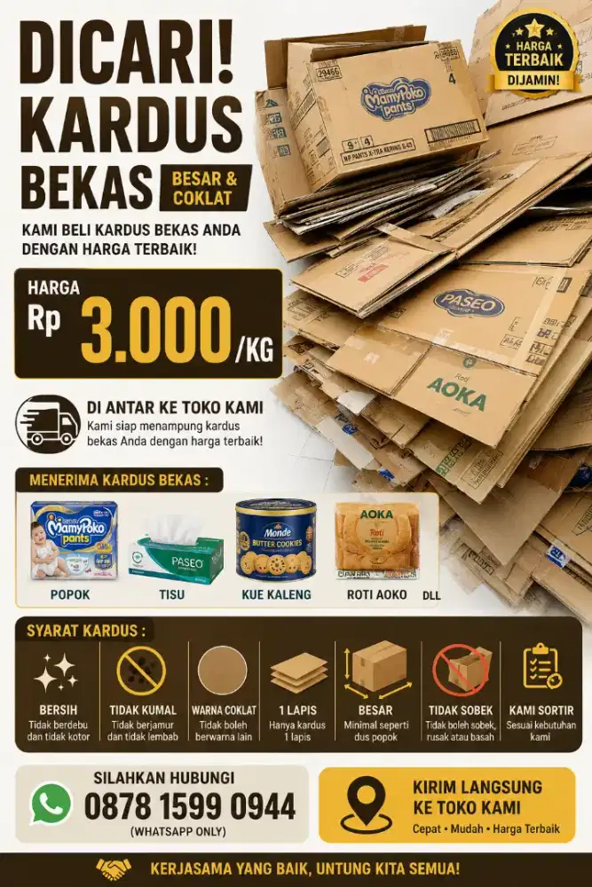 Di cari untuk di beli kardus bekas