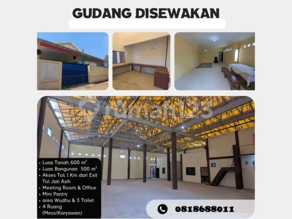 Gudang Disewa, Lt:600(20X30),Lb:500, SHM , Jati Asih, Bekasi