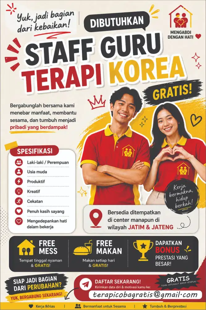 LOWONGAN KERJA STAFF GURU TERAPI KOREA
