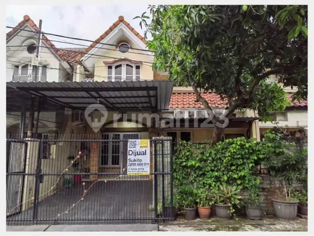Turun Harga!. Rumah Dijual : Lt:136(8X17),Lb:144m2, 1.5Lt, SHM, Barat,R. Kerja 2, AC 6 Unit, Citra Garden 2, Jakarta Barat,