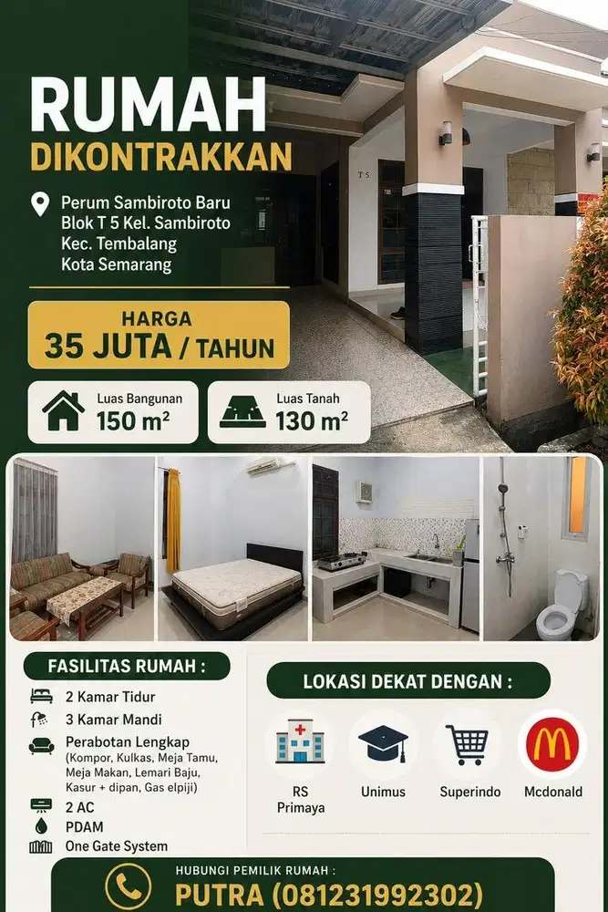 Disewa rumah pribadi siap huni