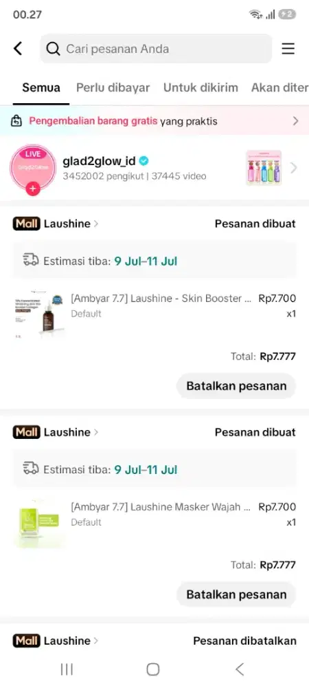 body peeling laushine dan masker wajah laushine