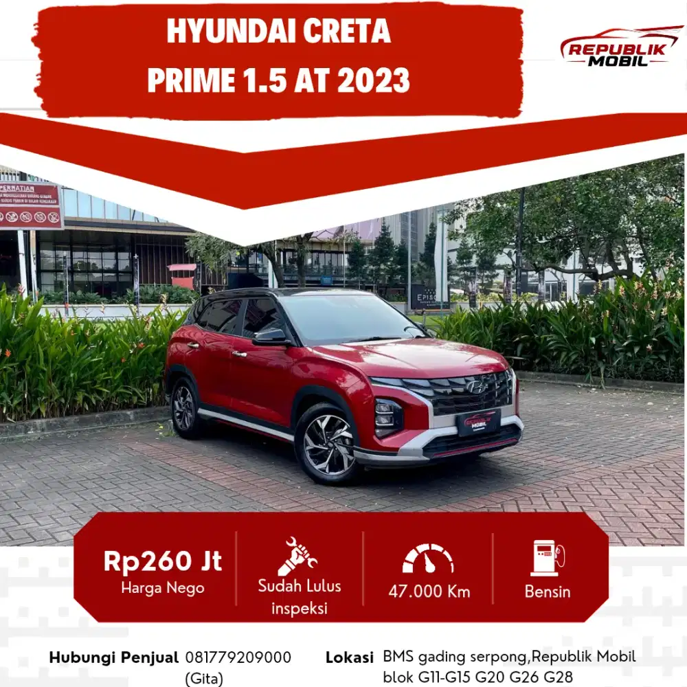 Hyundai Creta Prime 1.5 Matic 2023 mobil siap pakai