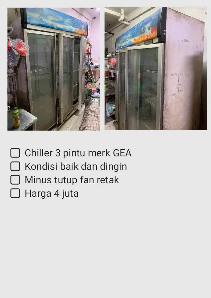 Chiller GEA kulkas 3 pintu bekas resto