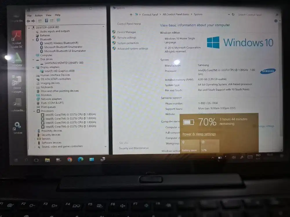 Laptop i5 TouchScreen 128GB 4GB DualCAMERA Win Ori Samsung 2in1 Garans