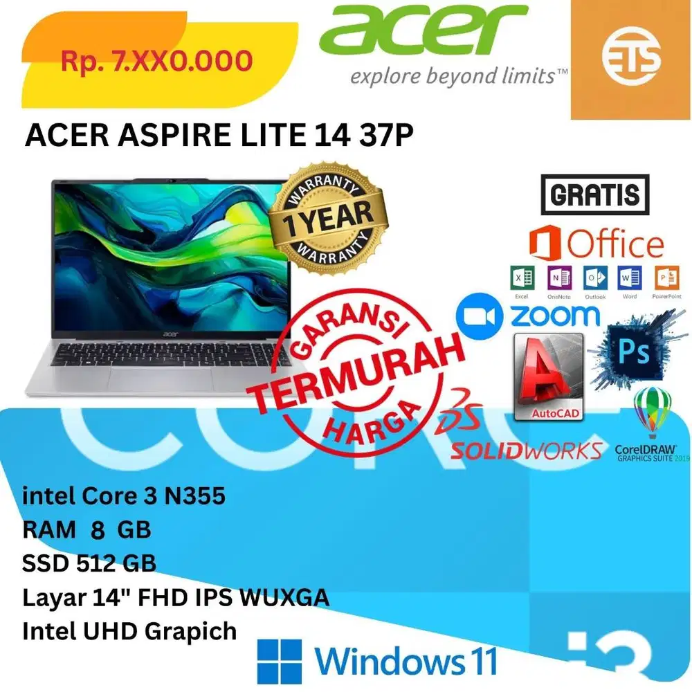 New Acer Aspire Lite 14 Core i3 8/512Gb SSD 14 WUXGA Windows 11