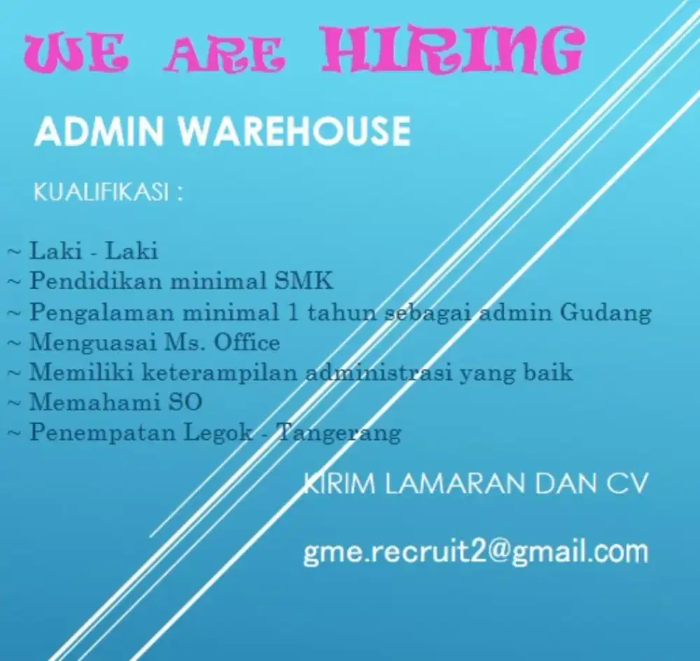 Info loker (Admin Warehouse)