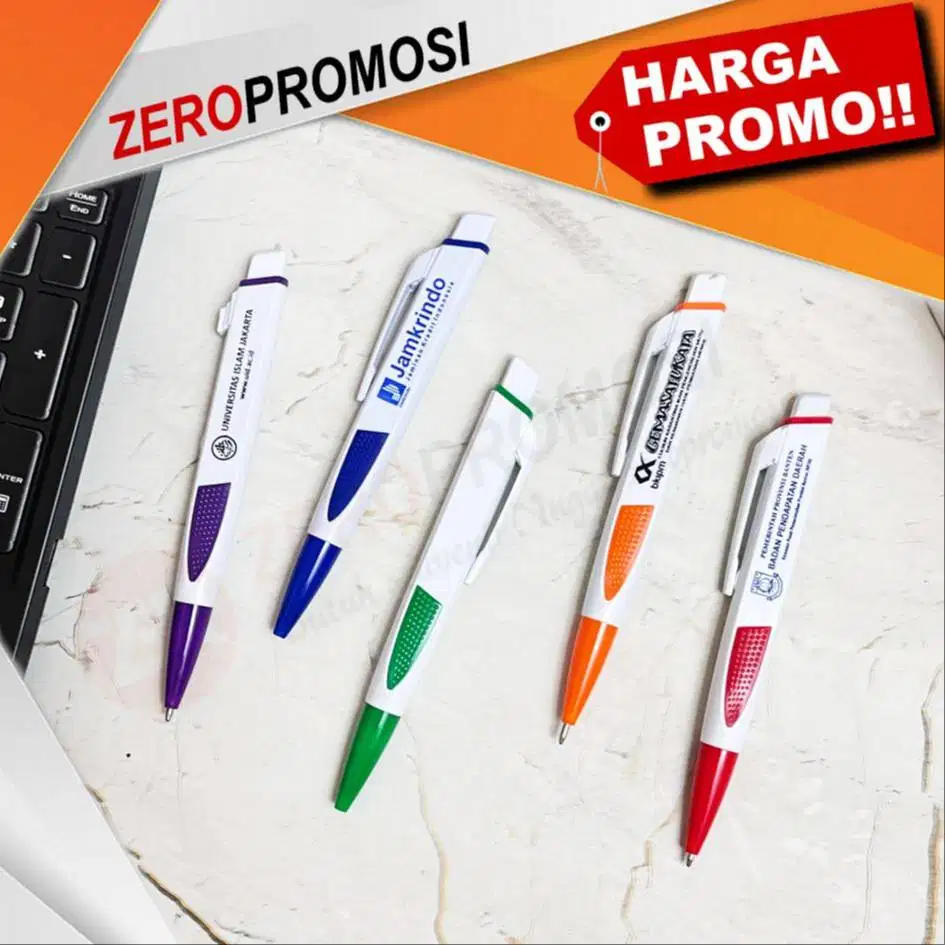 Souvenir Pulpen Plastik Unik Pen Gepeng Ujung Warna