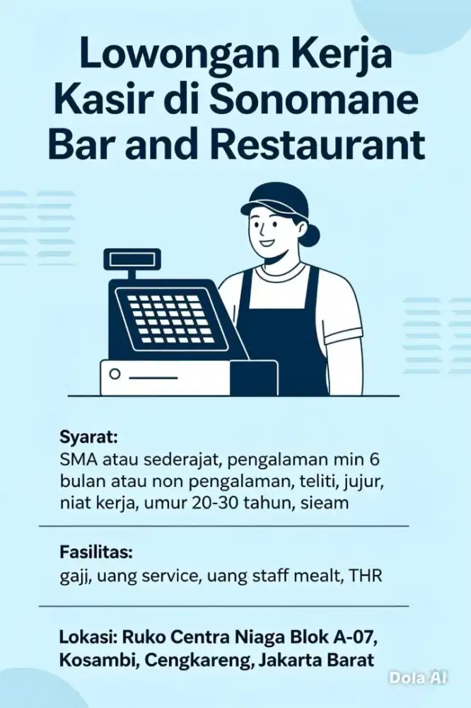 Butuh segera kasir wanita Kosambi cengkareng jakarta barat