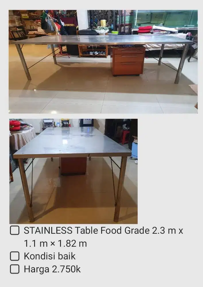 Meja daput stainless steel food grade