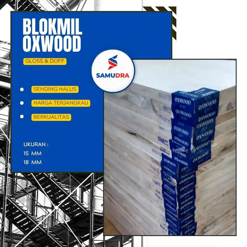 Blockboard Melamin 18 mm Putih Kilap / Doff Isi Kayu Padat