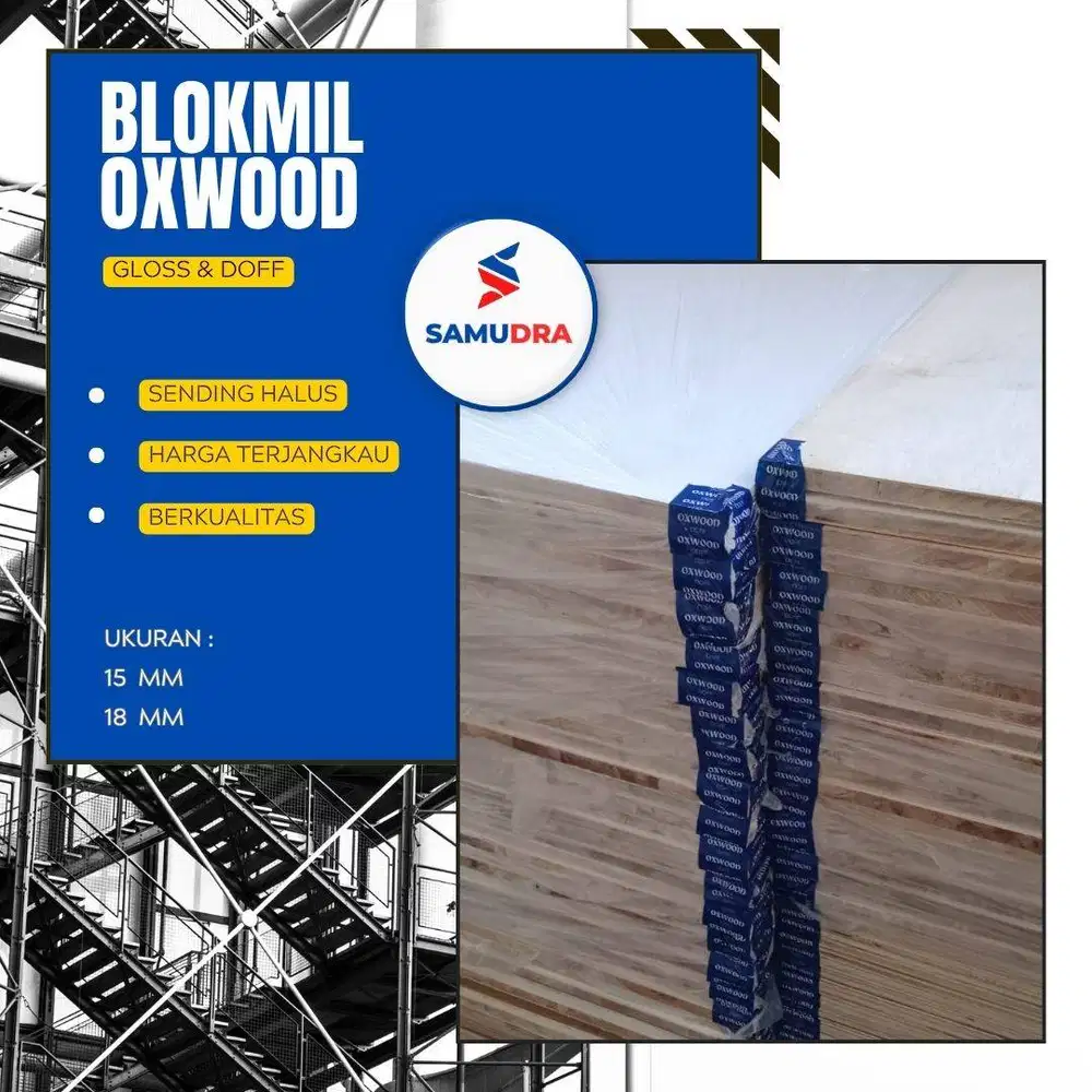 Bahan Meja & Kabinet: Blokmin 18mm Glossy / Doff Serat Padat