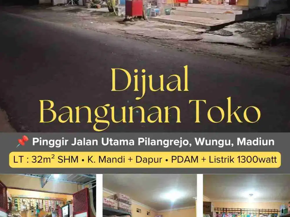 dijual bangunan toko strategis