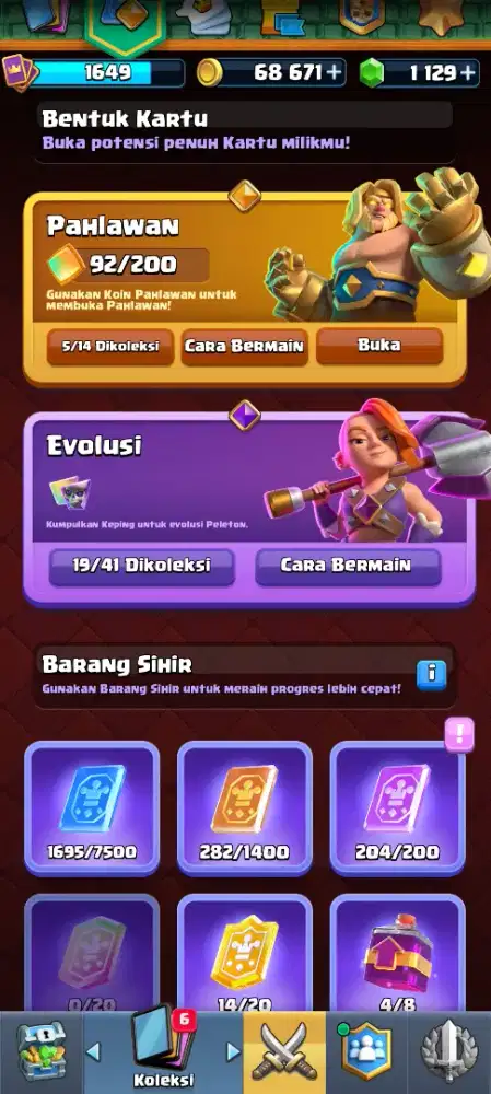 Clash Royale Gold Card Evo Ronin dll Terbuka Tdk coc mobile legend