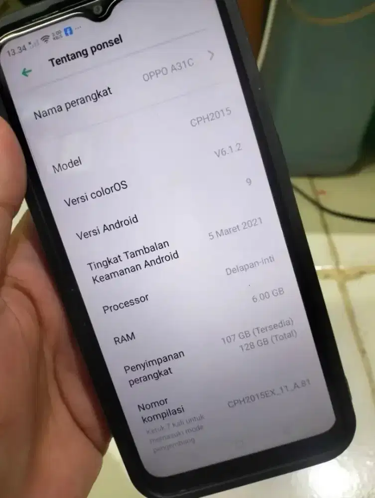 OPPO A31 Ram 6 GB Internal 128 GB Jaringan 4G LTE