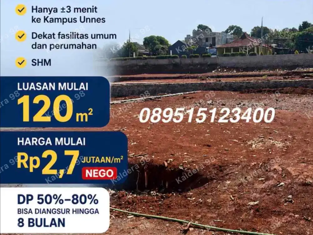 Dijual Kavling SHM Dekat Kampus UNNES Kawasan Kost Hanya 100 meter Dari Jalan Raya