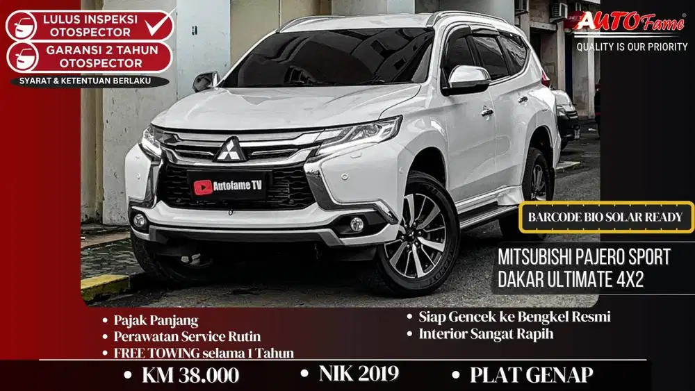 Mitsubishi Pajero Sport Dakar Ultimate 4x2 AT White On Beige NIK 2019