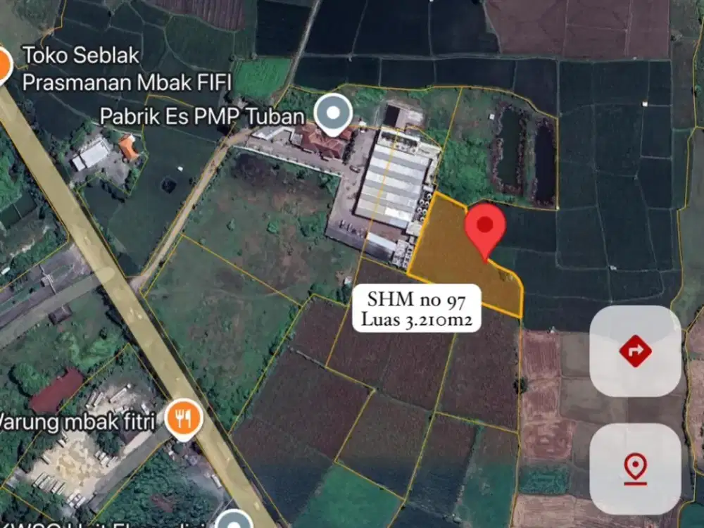 Dijual Tanah Komersial Jl. Raya Tuban Semarang, Desa Purwerojo Kec. Jenu Kota Tuban luas 42.190m2