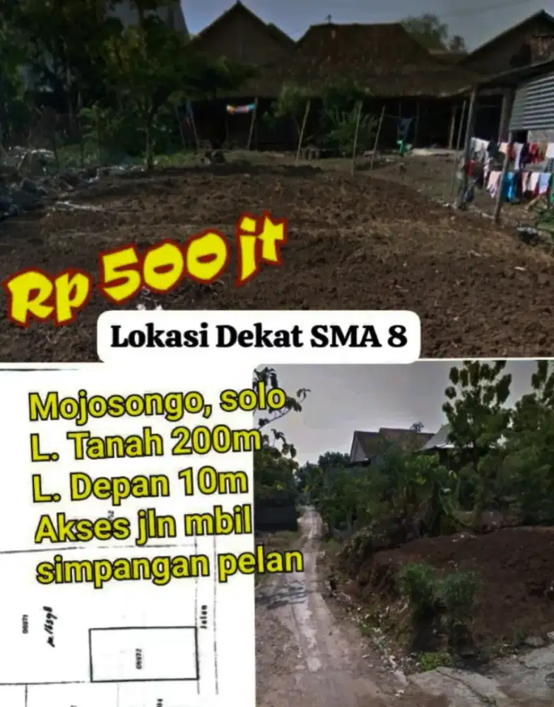 Tanah Siap Bangun di Mojosongo Jebres,Dekat SMA 8,Cocok Utk Rumah,KOST