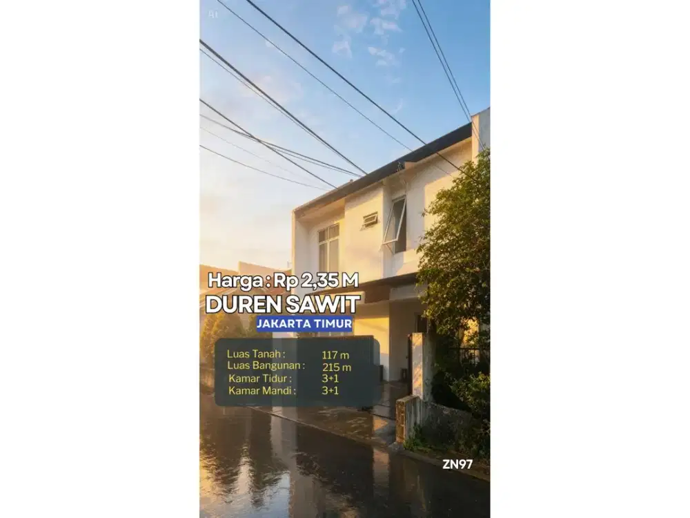 Bawah harga pasaran dalam komplek nyaman PTB Duren Sawit jual cepat siapa dapat ZN97